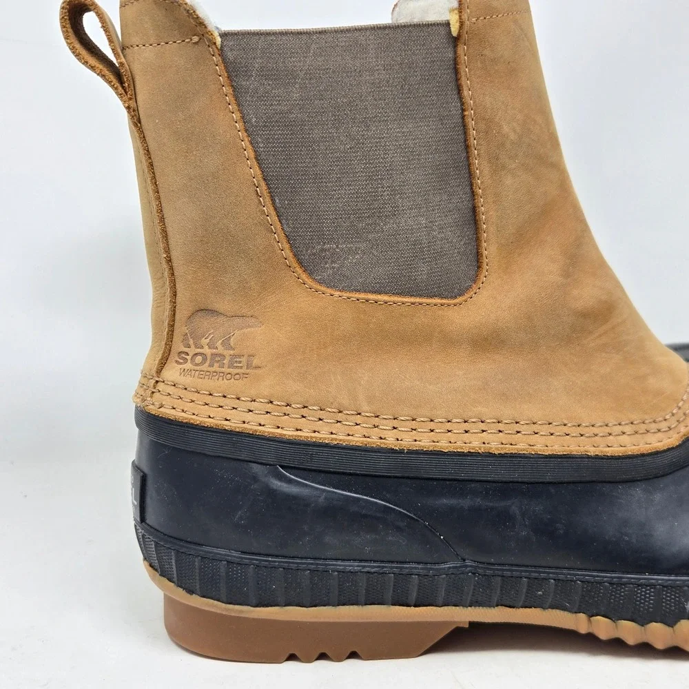 Sorel Cheyanne II Chelsea Waterproof Duck Boots Mens 12‎ Tan Black NM2609-286